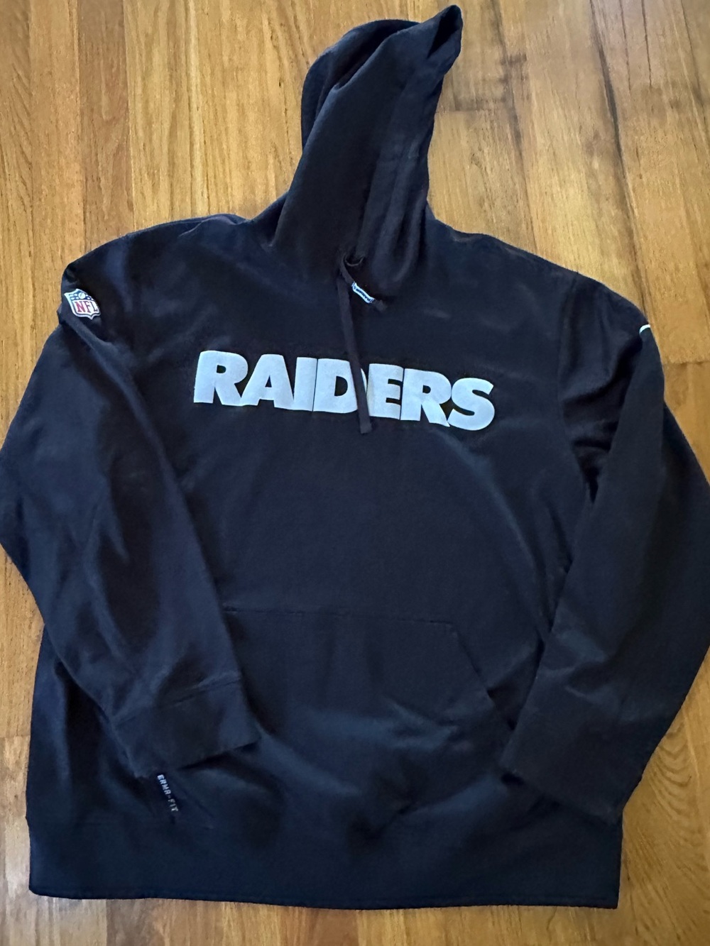 Nike Black Raiders Pullover Hoodie with White Team Script